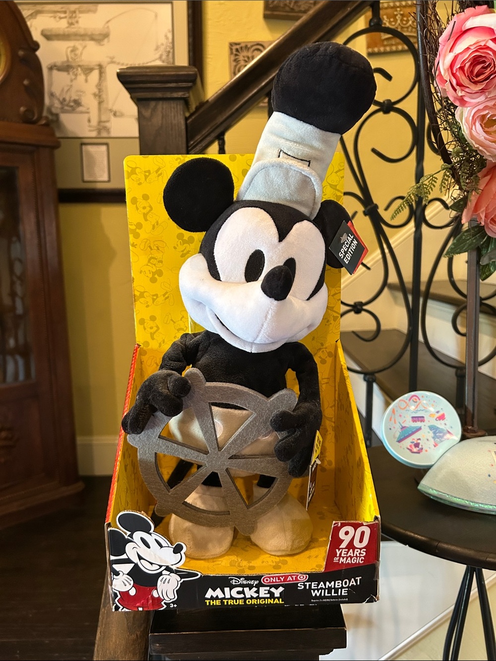 NEW! Disney Steamboat Willie Mickey Plush - Black, White, Gray